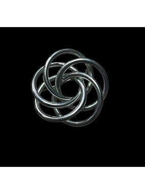 Vintage Modernist Swirl Brooch Silver Tone Abstract Circular Knot Statement Pin